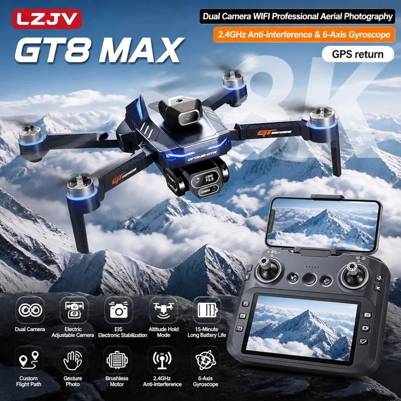 طائرة بدون طيار GT8 ماكس قابلة - مراجعة Drone Camera Night Vision وسعره